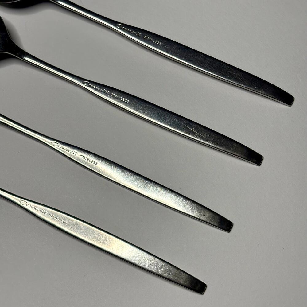 Oneida Community CELEBRITY Stainless 4 Iced Tea Spoons MCM w/ White Stars - Picture 11 of 11